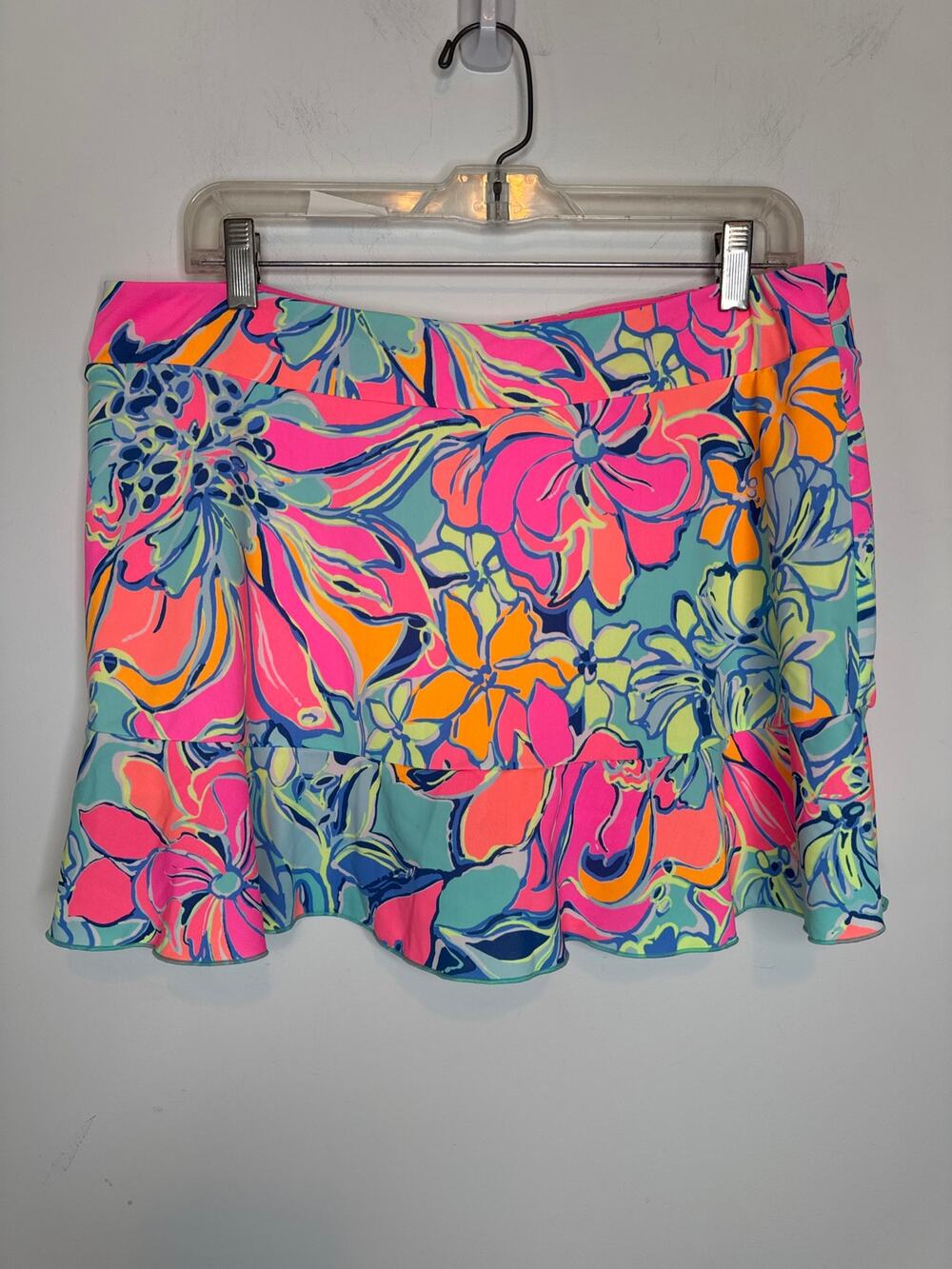 Lilly Pulitzer Luxletic Floral Scallop Skort Pink Blue Womens Size XL Golf